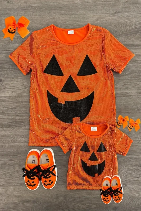 Mom & Me – Sequin Jack-O’-Lantern Top