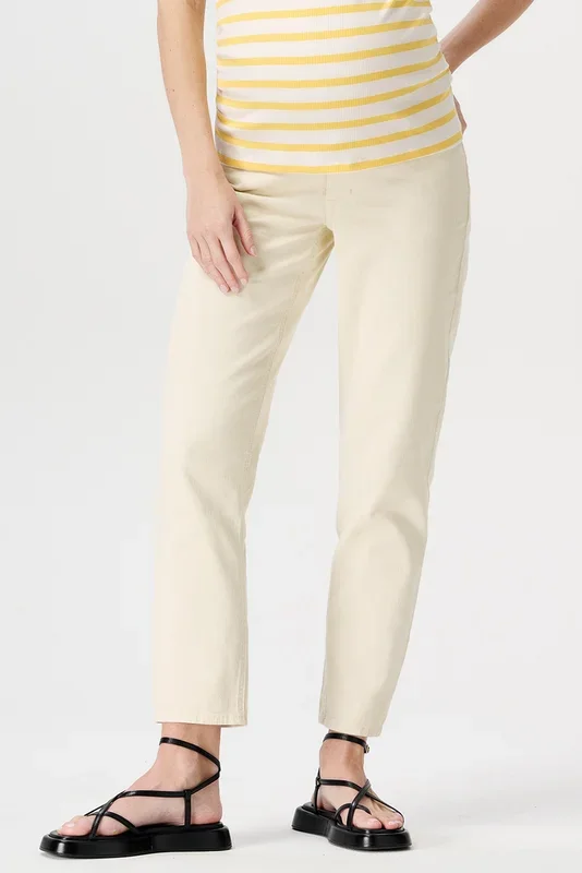 Mom Fit Over-the-Bumper Maternity Jeans ecru