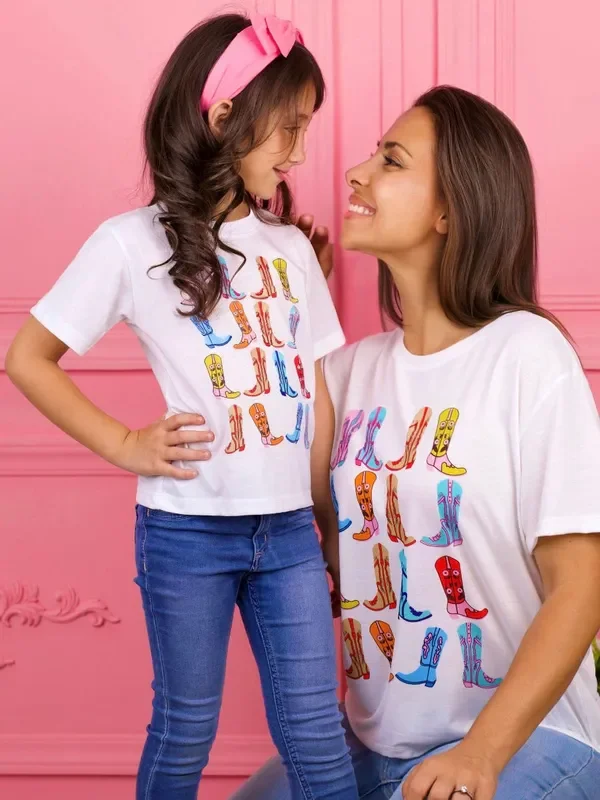Mommy and Me Boot Scootin’ Fun Cowgirl Boot Graphic Top