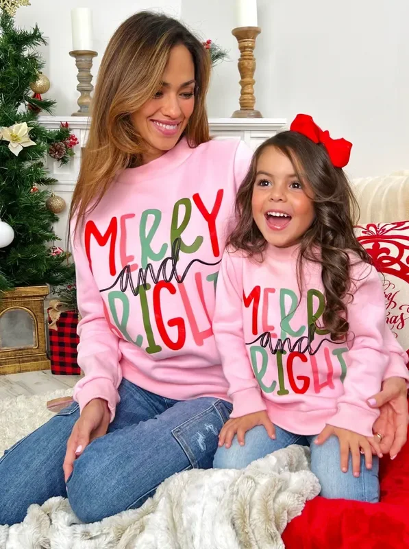 Mommy and Me Merry and Bright Graphic Sweatshirt