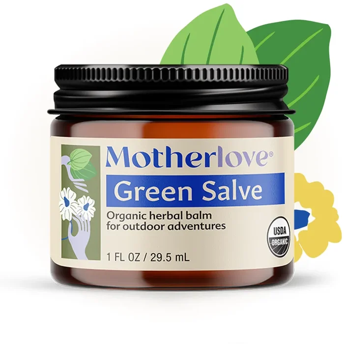 Motherlove USDA Organic Green Salve Herbal Balm for Outdoor Adventures | Soothing Scrapes, Bumps, Bruises, Bug Bites