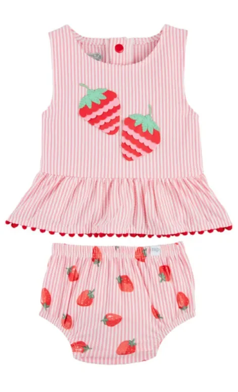 Mudpie- Girls Strawberry Appliqué Swimsuit