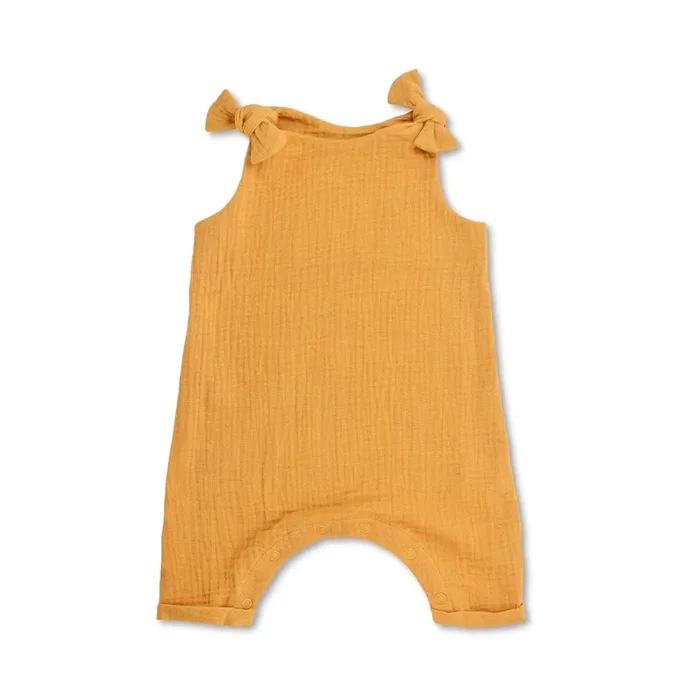 Muslin Knot Tie Overalls – Mustard