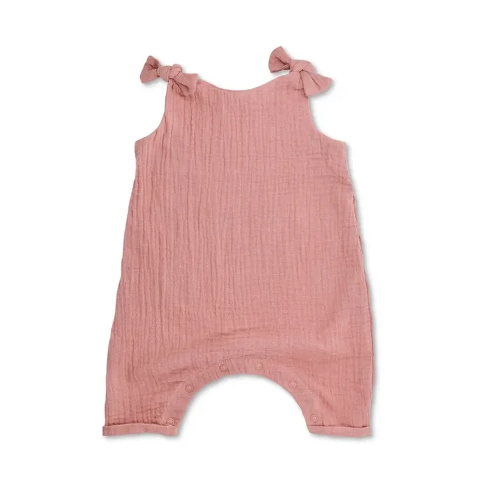 Muslin Knot Tie Overalls – Terra Cotta
