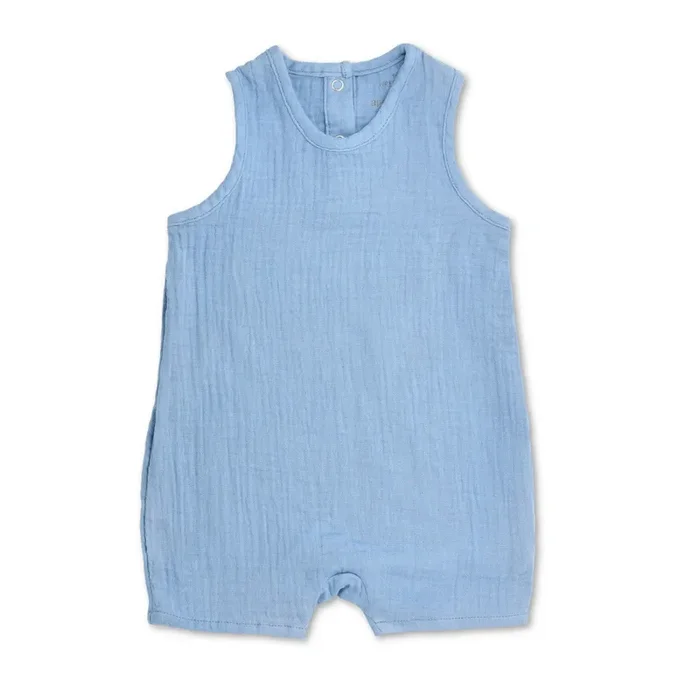 Muslin Sleeveless Coverall – Blue