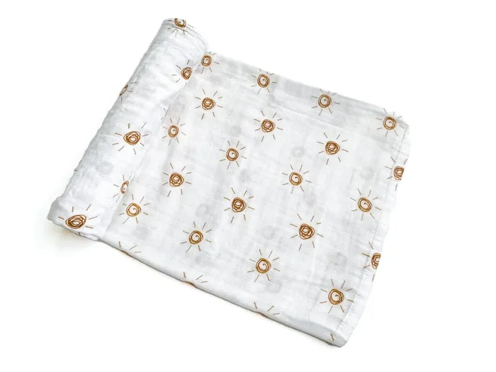 Muslin Swaddle Blanket – Brown Sun