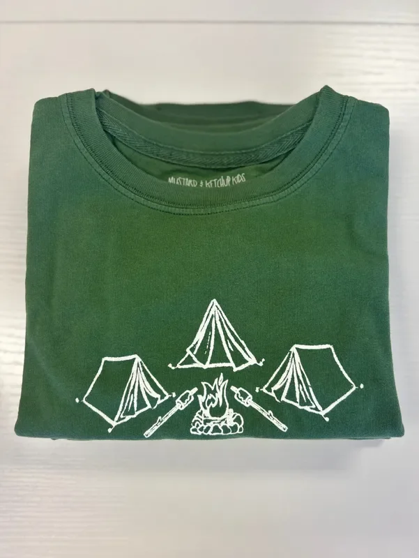 Mustard & Ketchup Kids Green Tent Long Sleeve Tee