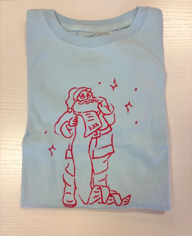 Mustard & Ketchup Kids Light Blue Santa List Long Sleeve Tee