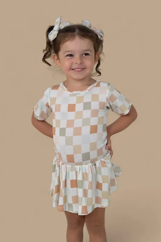 Muted Checkers Dream Bodysuit Dress