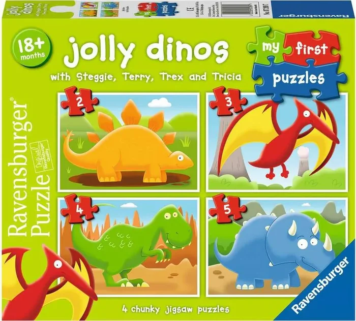 My First Puzzles: Jolly Dinos (2, 3, 4, 5 Piece Puzzles)