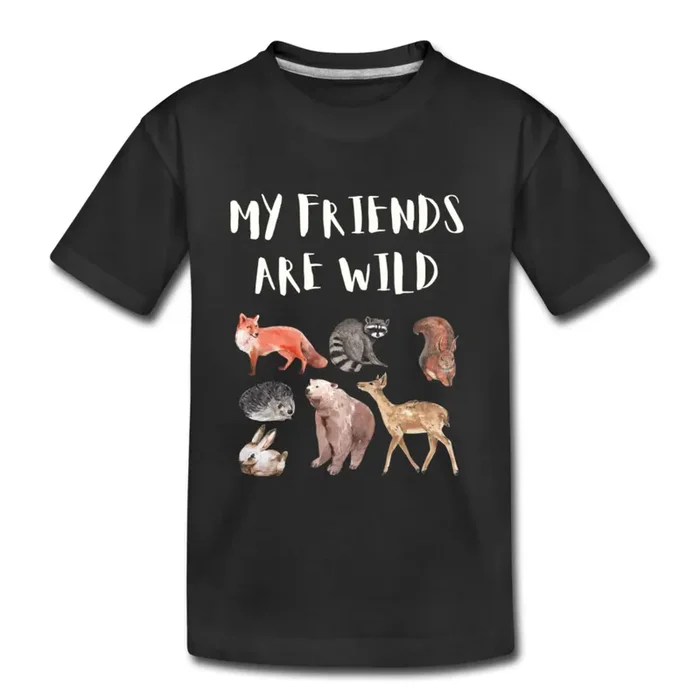 My Friends Are Wild Organic Kids’ T-shirt | Navy and Black
