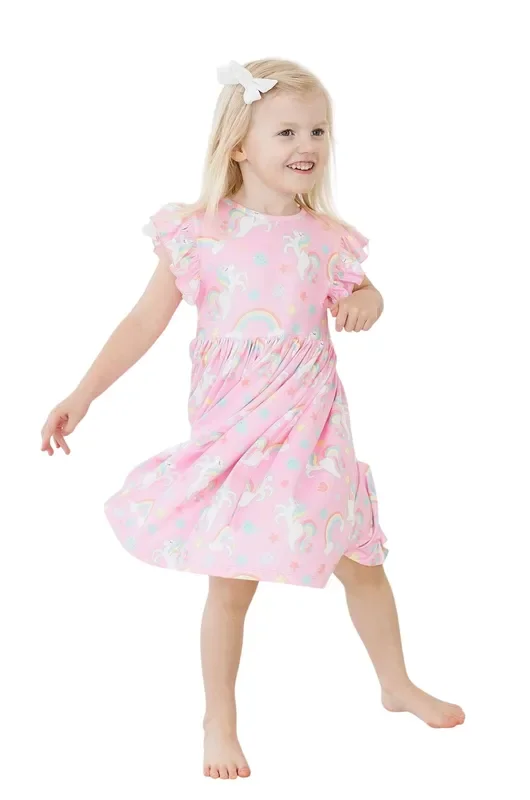 My Little Unicorn Flutter Sleeve Twirl Dress