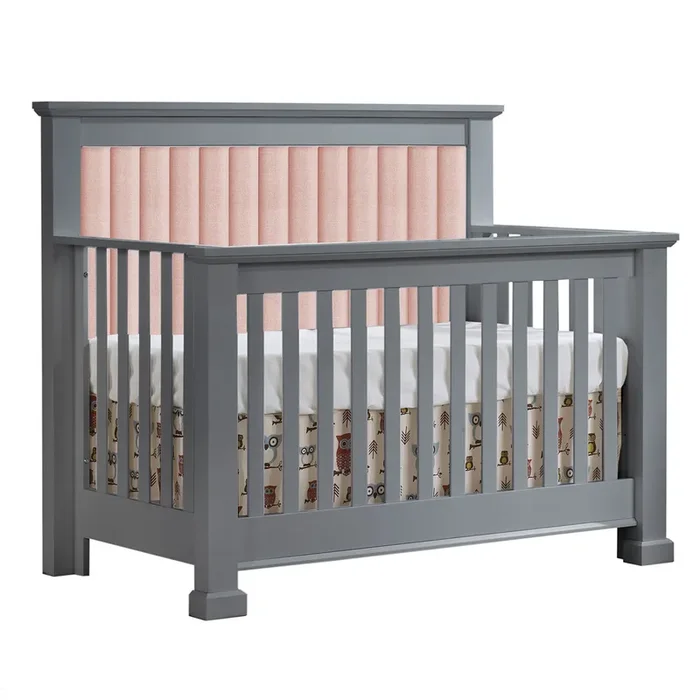 Natart Taylor ”5-in-1” Convertible Crib with Channel Tufted Panel Blush (w/out rails)