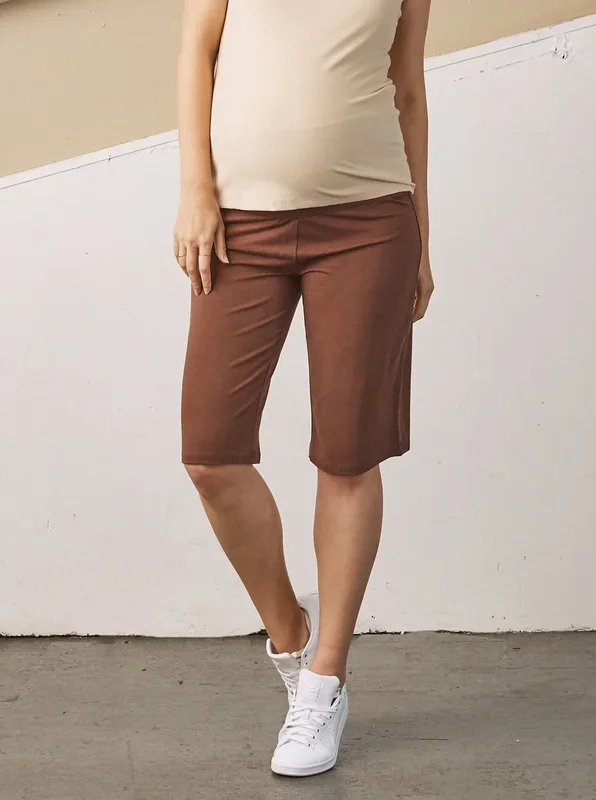 Nina Maternity Wide Leg Bamboo Shorts – Chocolate