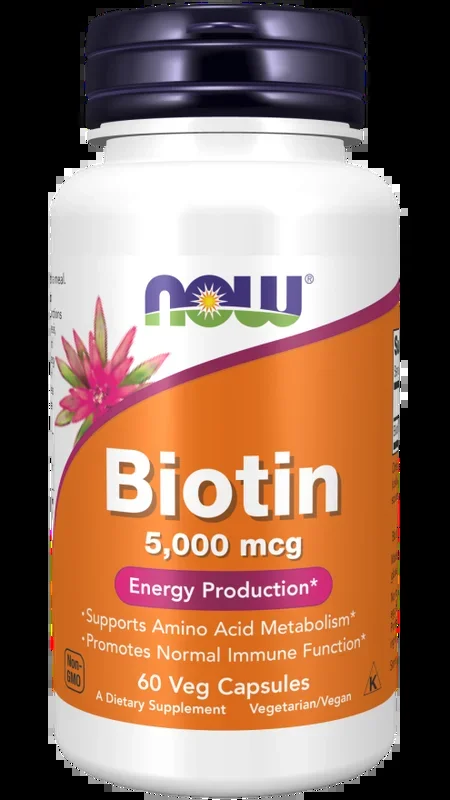 NOW Biotin 5,000 Mcg Veg Capsules – 60’s