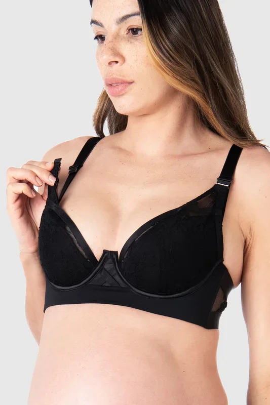 Nursing bra with molded cups and lace