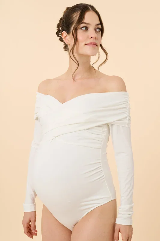 Off Shoulder Langarm Umstandsbody
