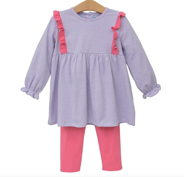 Olivia Pants Set | Lavender Stripe + Pink