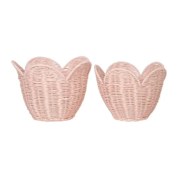 Olli Ella Rattan Lily Basket Set- Blush