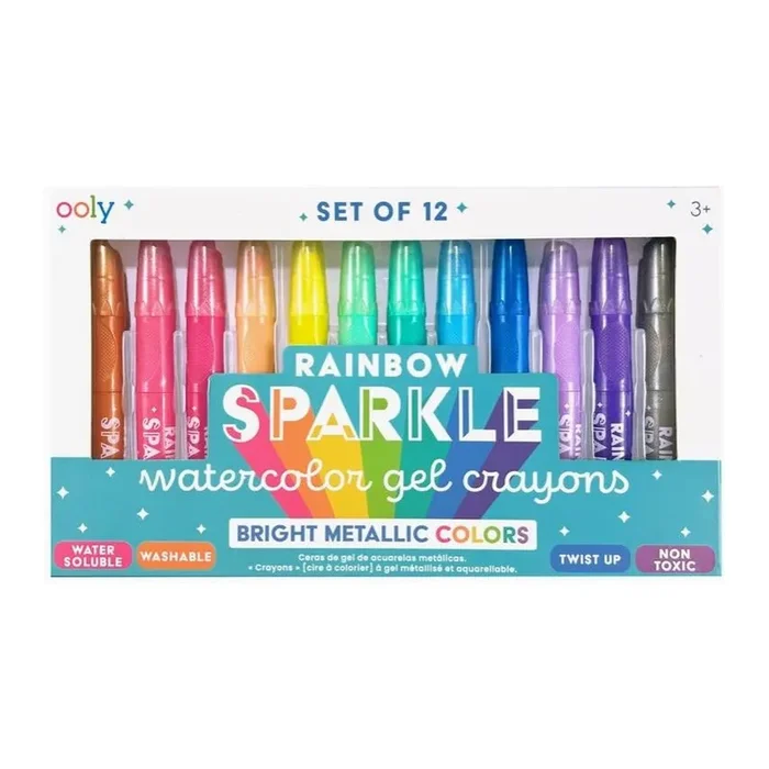 Ooly Rainbow Sparkle Metallic Watercolor Gel Crayons – Set of 12 – NEW
