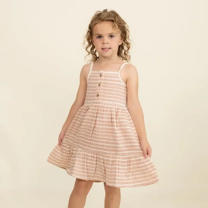 Organic Buttoned Tiered Dress – Dash Lines