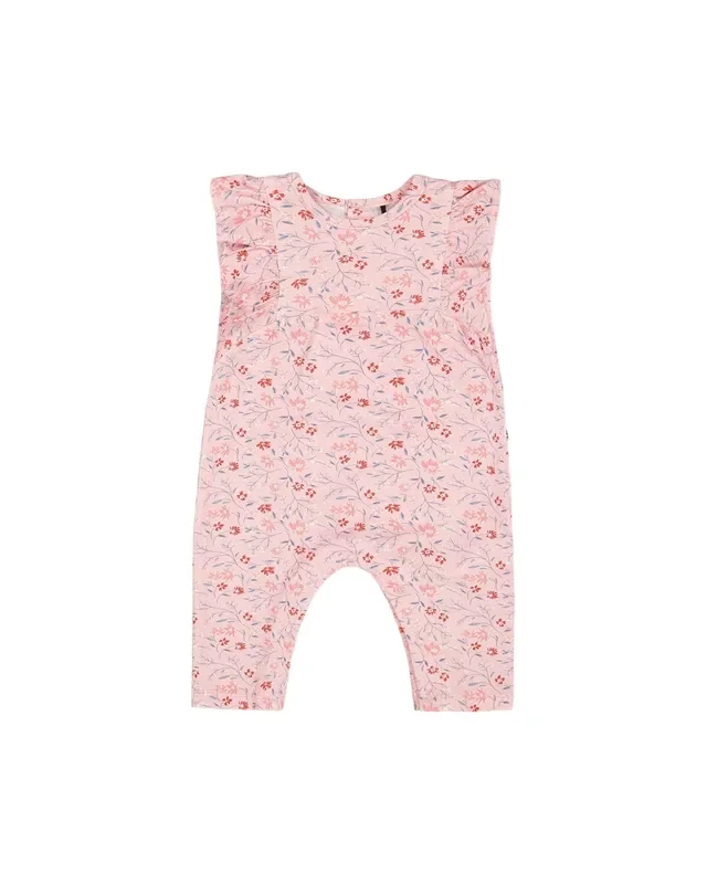 Organic Cotton Jumpsuit Printed Pink Small Flower