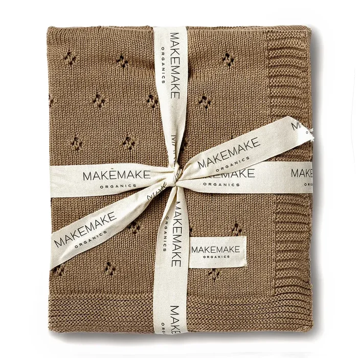 Organic Cotton Pointelle Baby Blanket – Brown