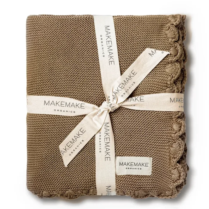 Organic Cotton Scalloped Baby Blanket – Brown