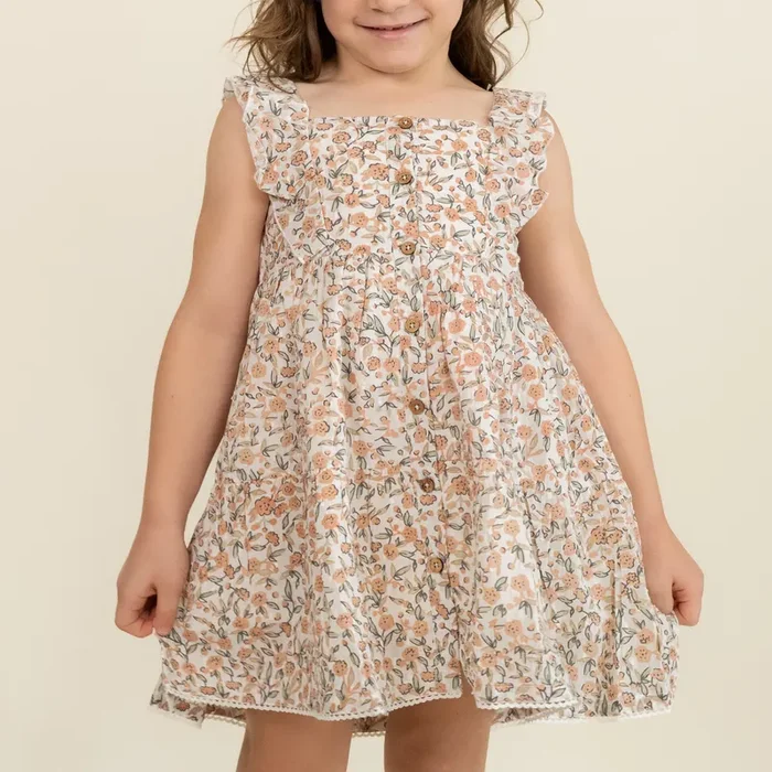Organic Flutter Buttoned Tiered Dress – Magnolia