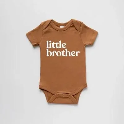 Organic Little Brother Short-Sleeved Baby Bodysuit – Camel