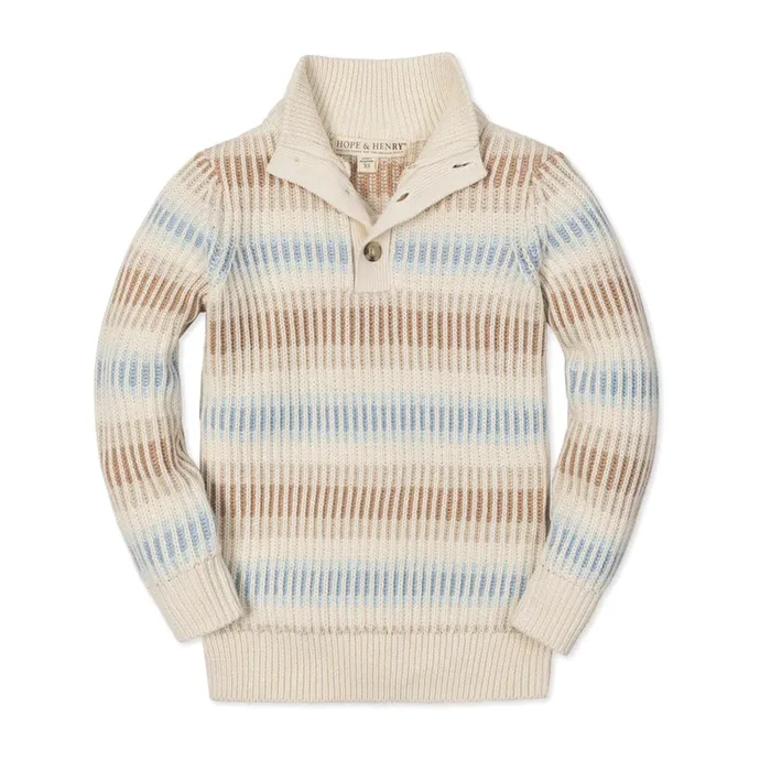 Organic Mock Neck Stripe Sweater