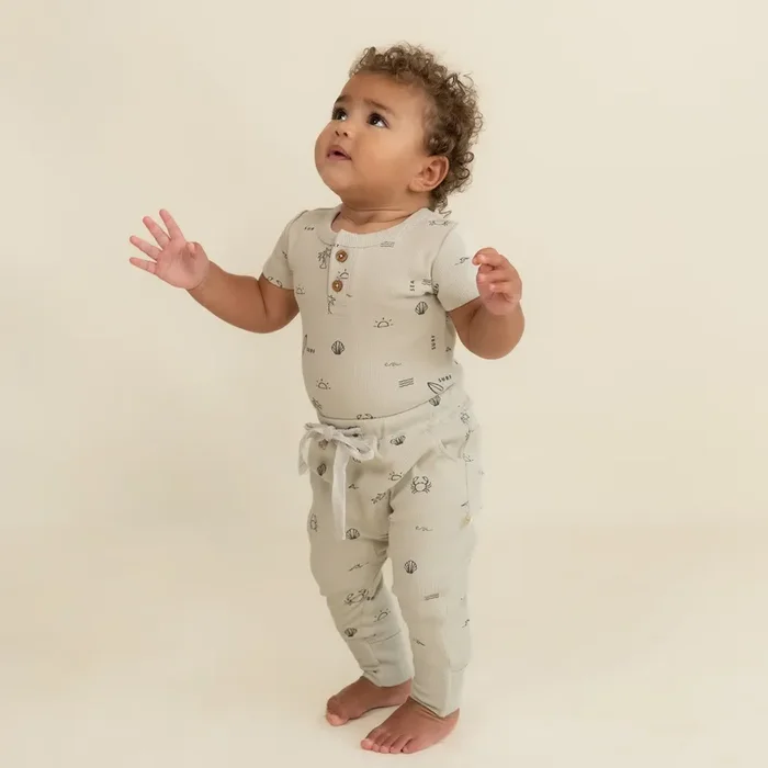 Organic Short Sleeve Romper & Pants Set – Surf