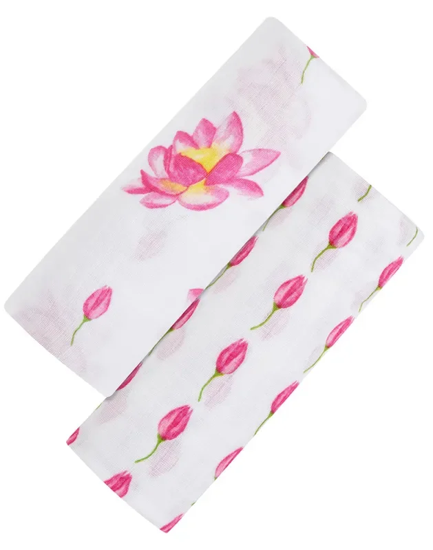 ORGANIC SWADDLE SET – ENCHANTED GARDEN (Magical Lotus + Flower Bud)