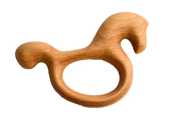 Organic Wooden Rattle-teether Horse