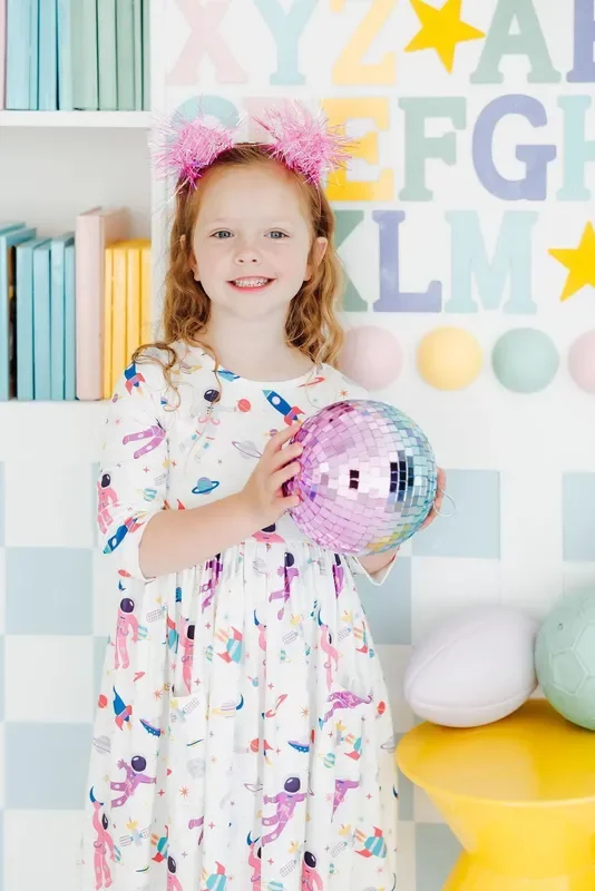 Out of this World 3/4 Sleeve Pocket Twirl Dress