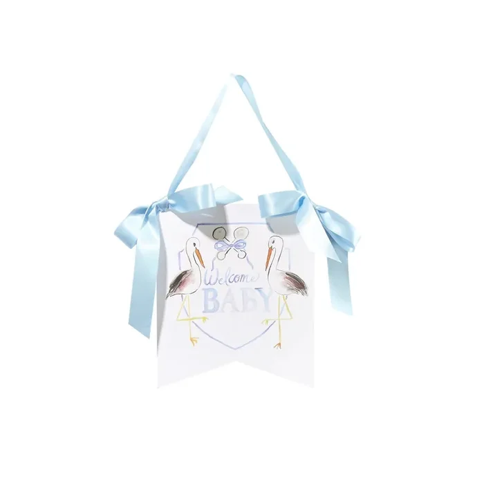 Over The Moon “Welcome Baby ” Stork Hanger-Blue