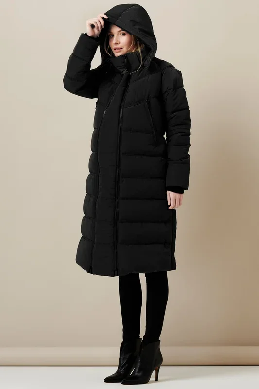 Padded coat with pregnancy insert, black