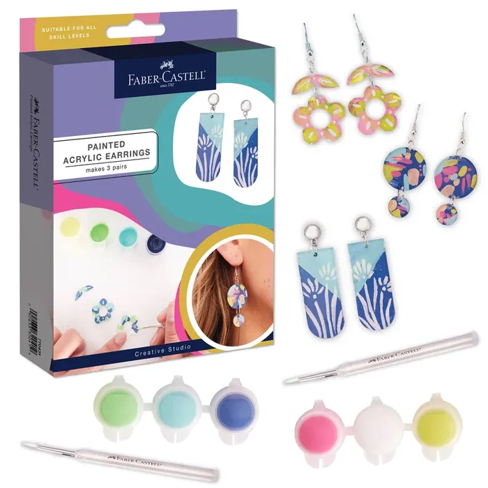 Painted Acrylic Earrings – Adult Craft Kit Makes 3 Pairs
