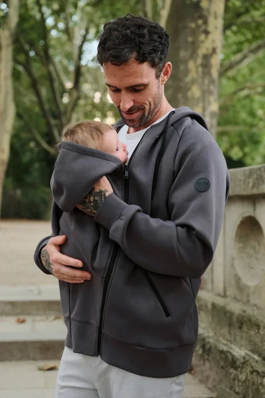 Papa Active Hoodie and Carrier Jacket, Grey