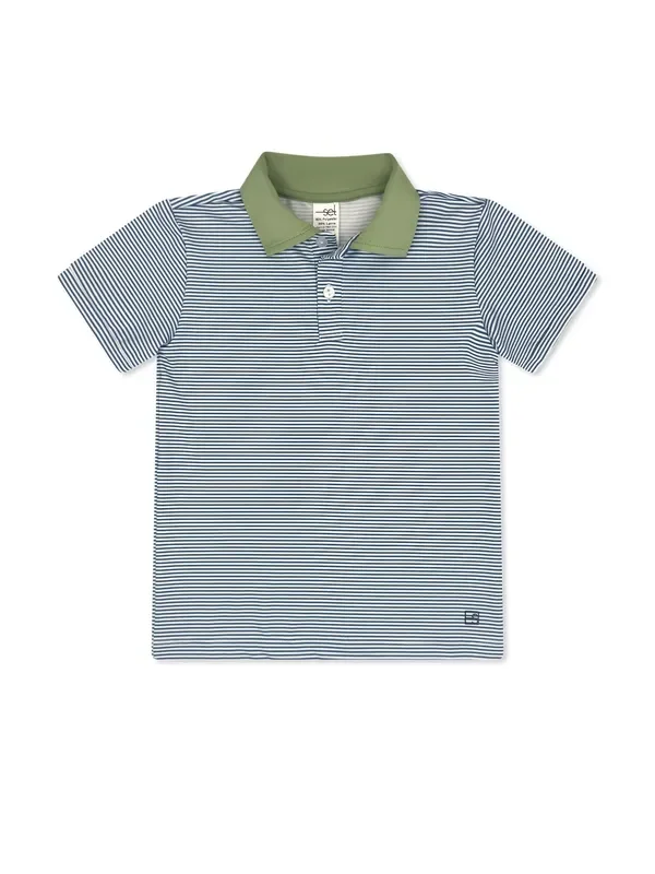 Parker Polo – Baton Rouge Blue Mini Stripe, Pistachio Green