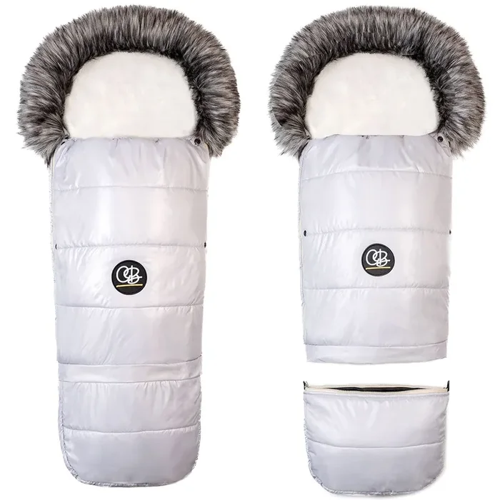 Pastel Gray Organic Premium Gray Wool Adjustable Footmuff