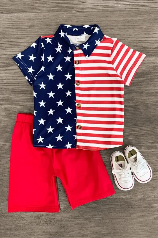 Patriotic American Flag Short Set