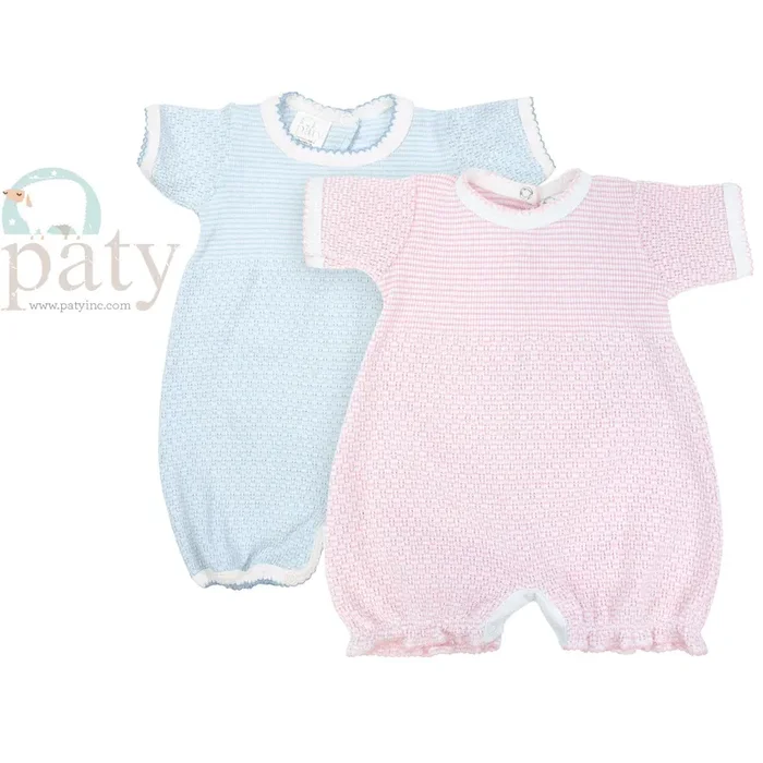 Paty Blue Knit Bubble With White Trim