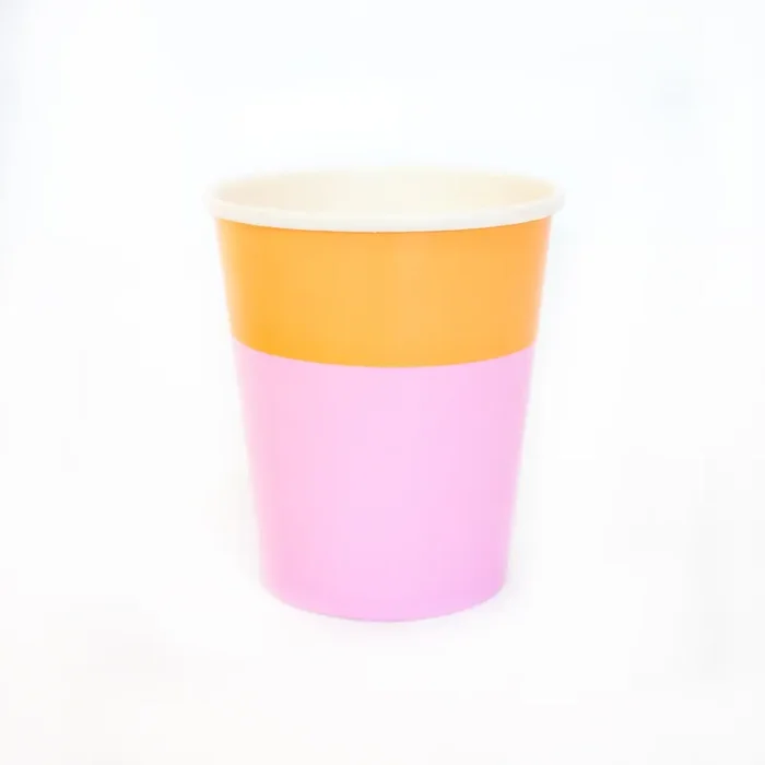 Peach and Lavender Cup Color Blocked Paper Party Ware
