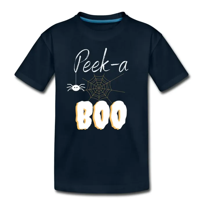 Peek-a-Boo Halloween Organic Kids’ T-Shirt – Soft & Eco-Friendly Fall Design