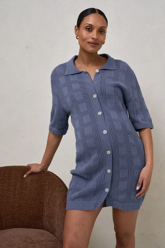 Persistance Polo Knit Dress – Ocean*