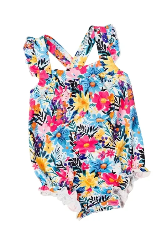 Petal Paradise Ruffle Cross Back Romper
