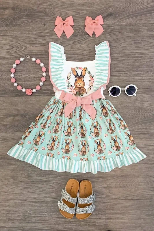 Peter Cottontail Mint Ruffle Dress