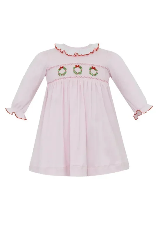 Petit Bebe Pink Knit Wreath Dress