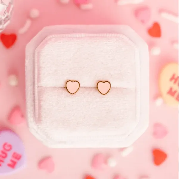 Pierced Co Tiny Peach Heart Earrings